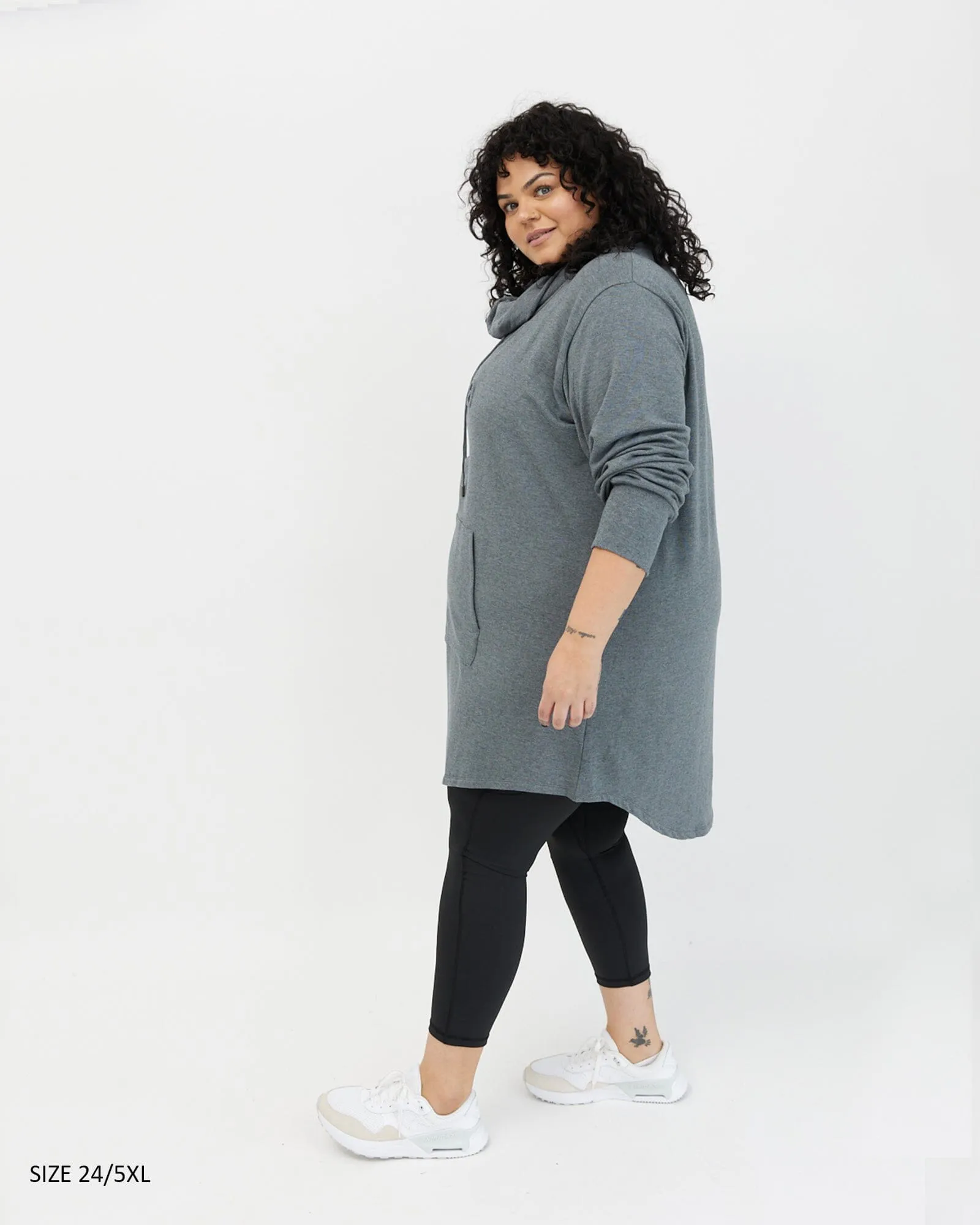 Isla cowl neck dress - charcoal grey