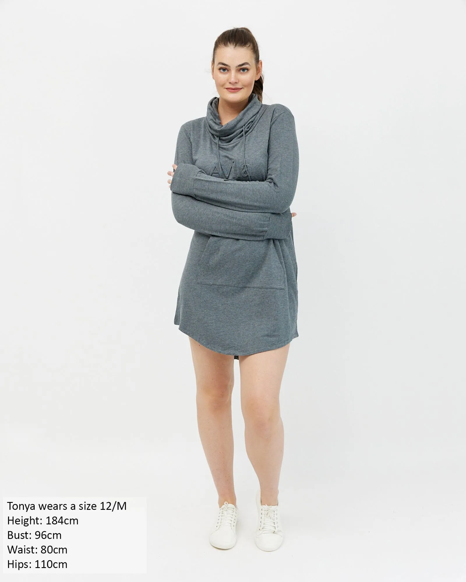 Isla cowl neck dress - charcoal grey