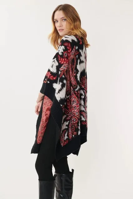 Jazz Paisley Poncho/Sweaters  - Teal