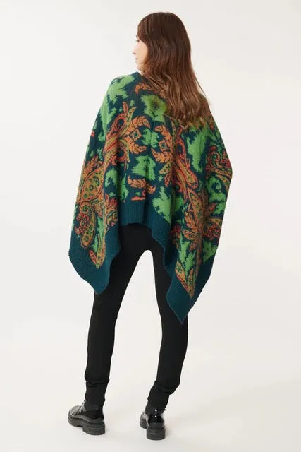 Jazz Paisley Poncho/Sweaters  - Teal