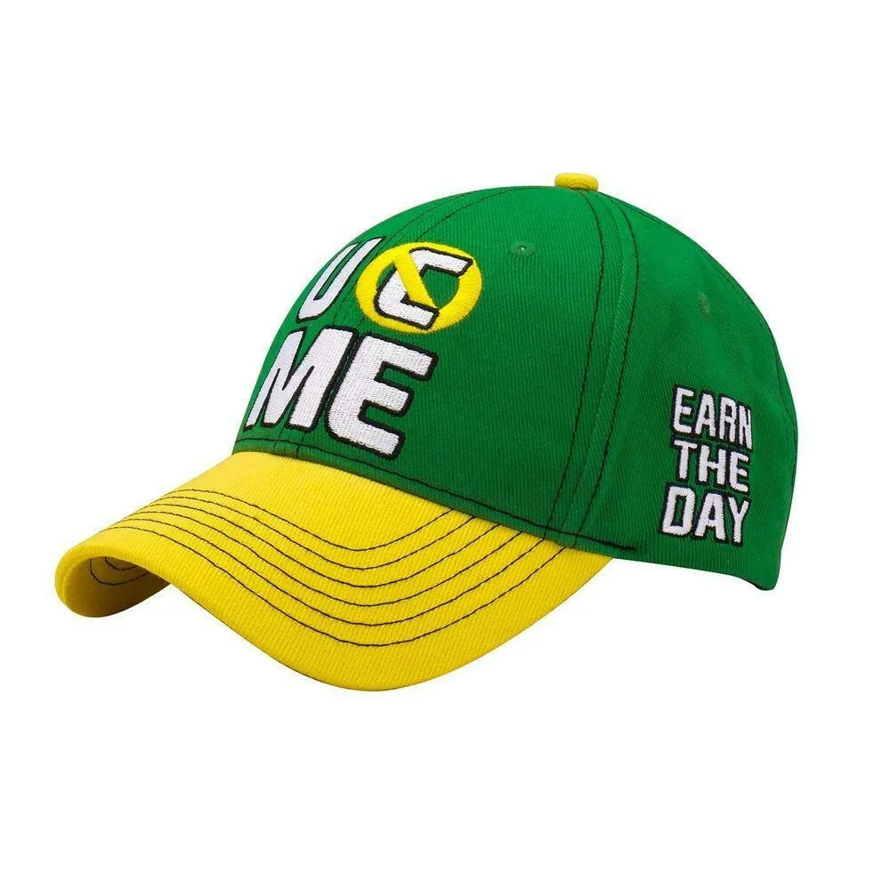 John Cena Green Yellow Earn The Day Baseball Hat Headband Wristband Set