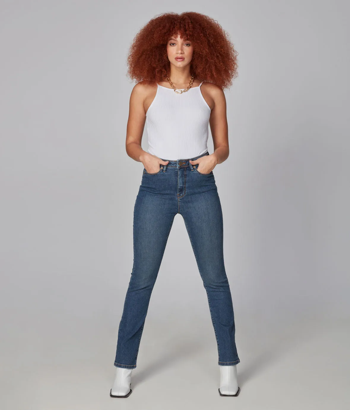 KATE-RCB1 - High Rise Straight Jeans