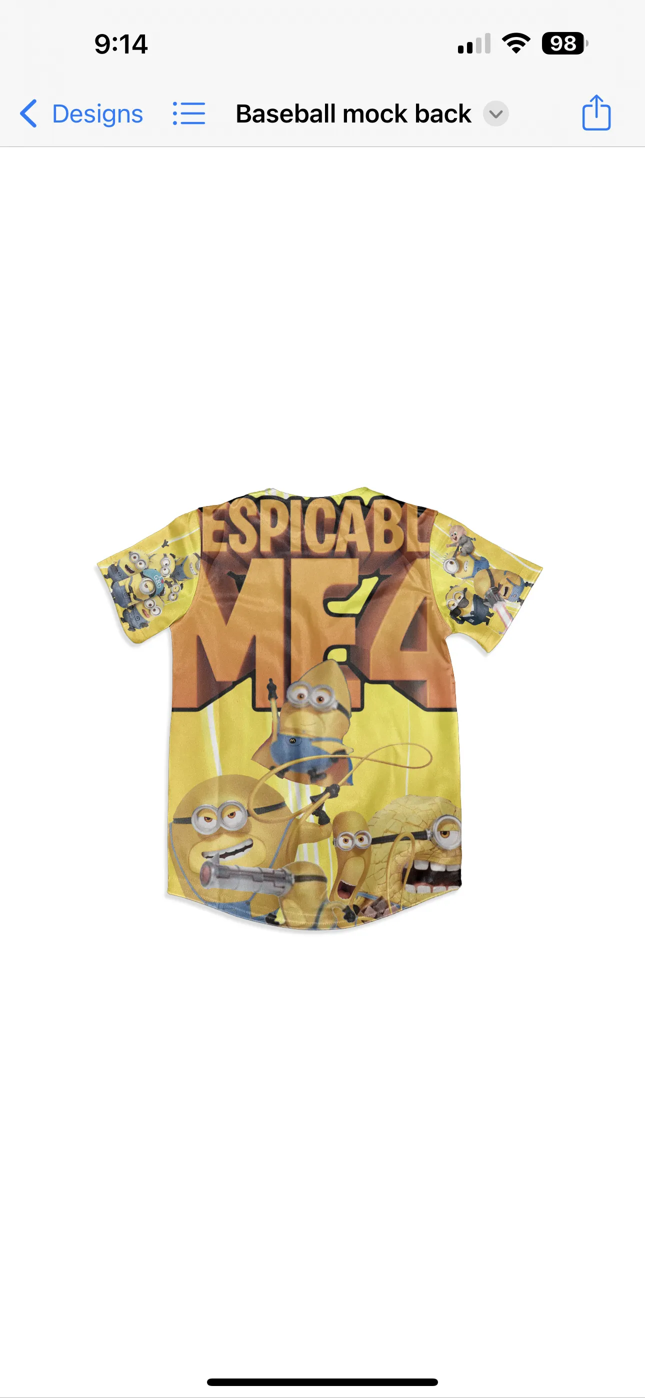 Kids minions 4 Baseball Jersey