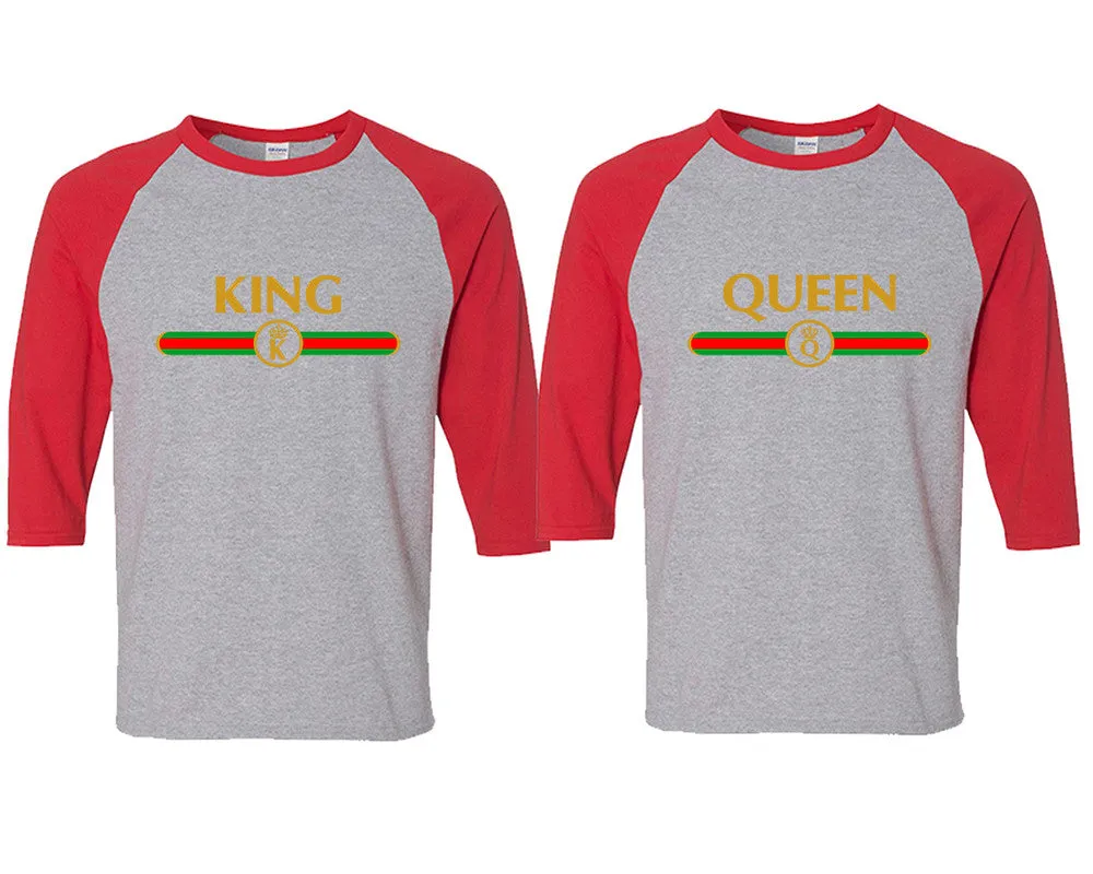 King Queen Couple Baseball T Shirts, Matching Couple Baseball Shirts.