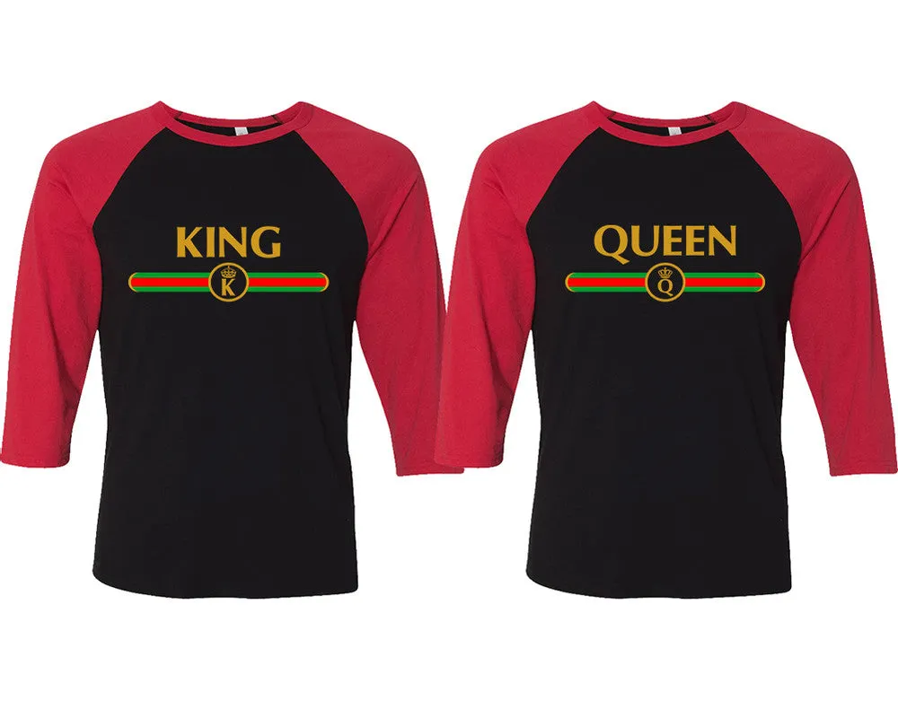 King Queen Couple Baseball T Shirts, Matching Couple Baseball Shirts.