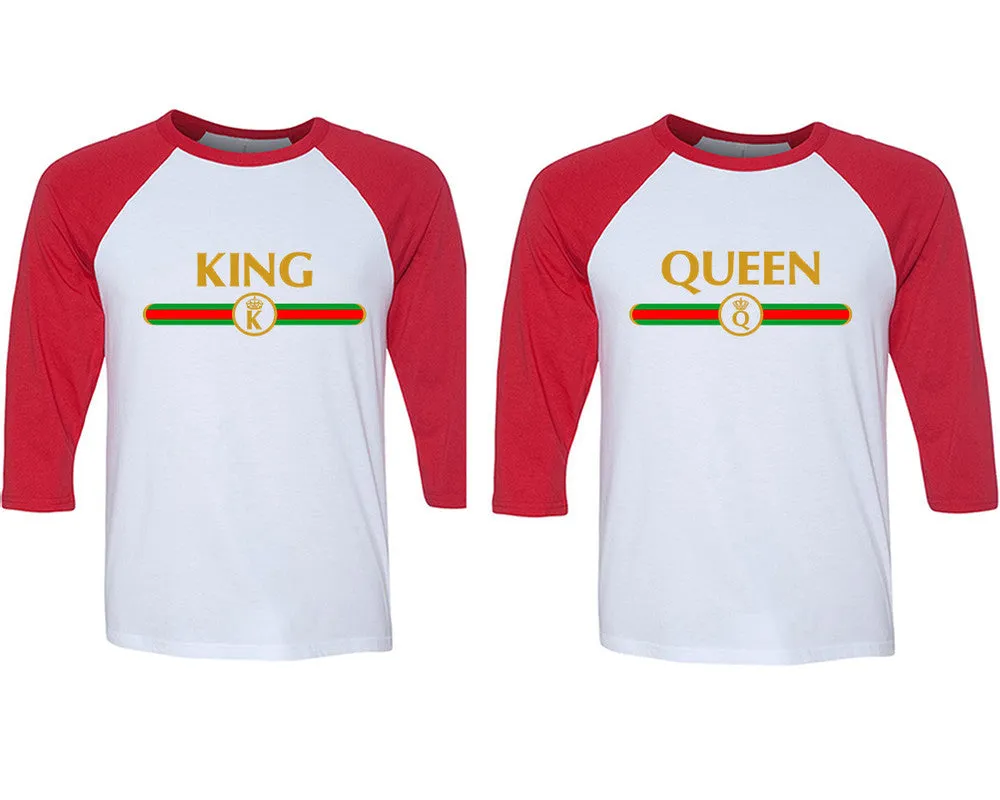 King Queen Couple Baseball T Shirts, Matching Couple Baseball Shirts.