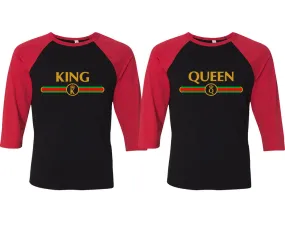 King Queen Couple Baseball T Shirts, Matching Couple Baseball Shirts.