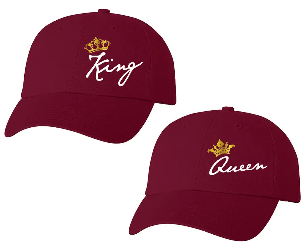 King Queen Couple Matching Baseball Caps, Couple Baseball Hats