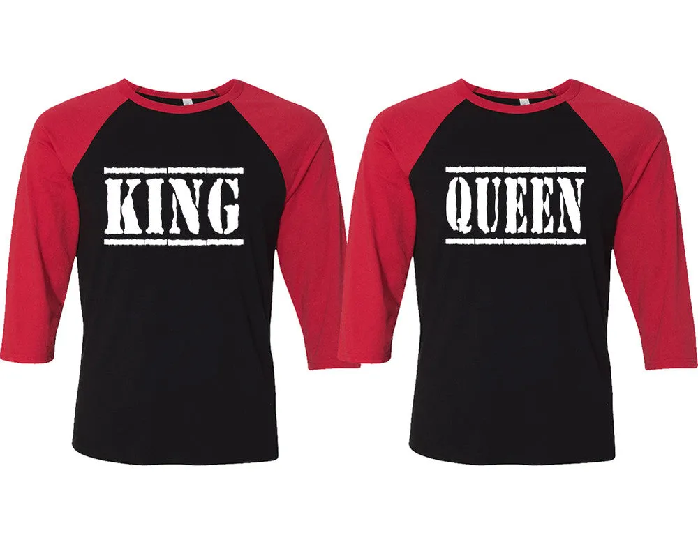 King Queen Couple Matching Baseball T Shirts