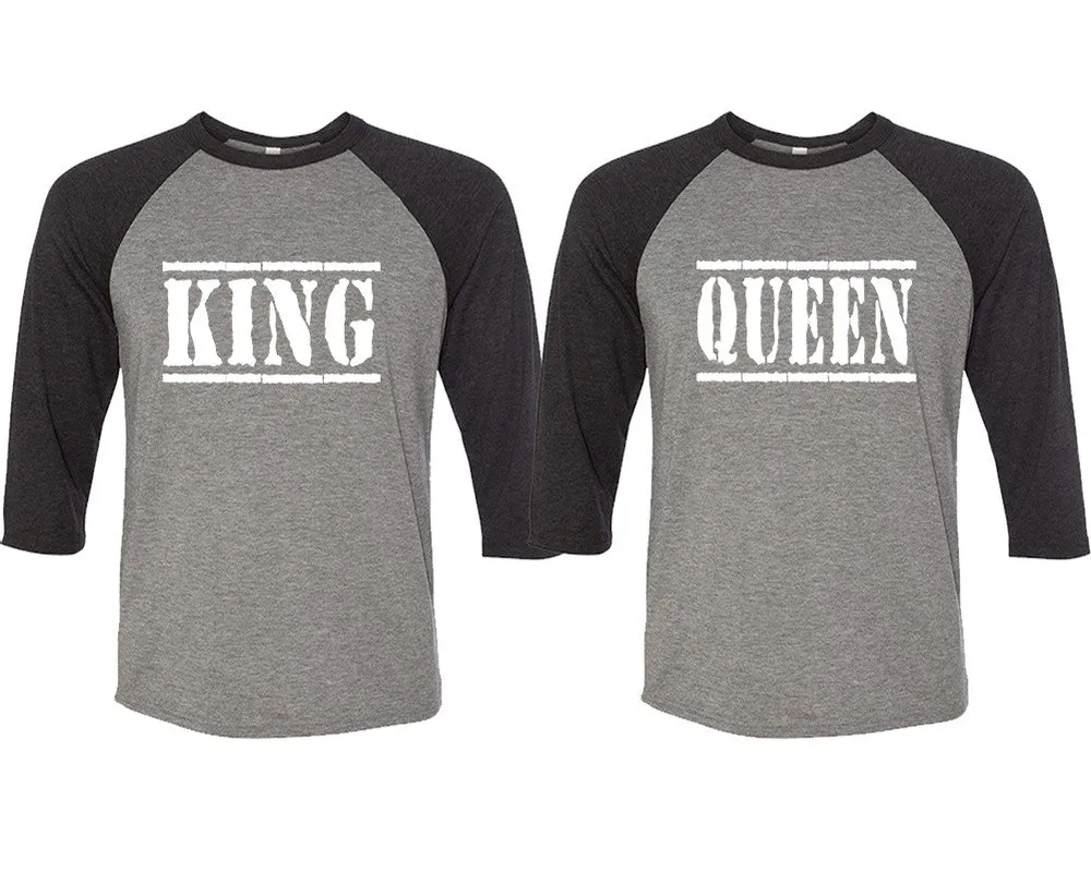 King Queen Couple Matching Baseball T Shirts