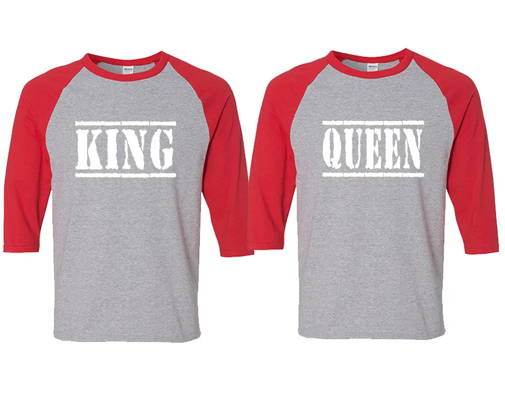 King Queen Couple Matching Baseball T Shirts