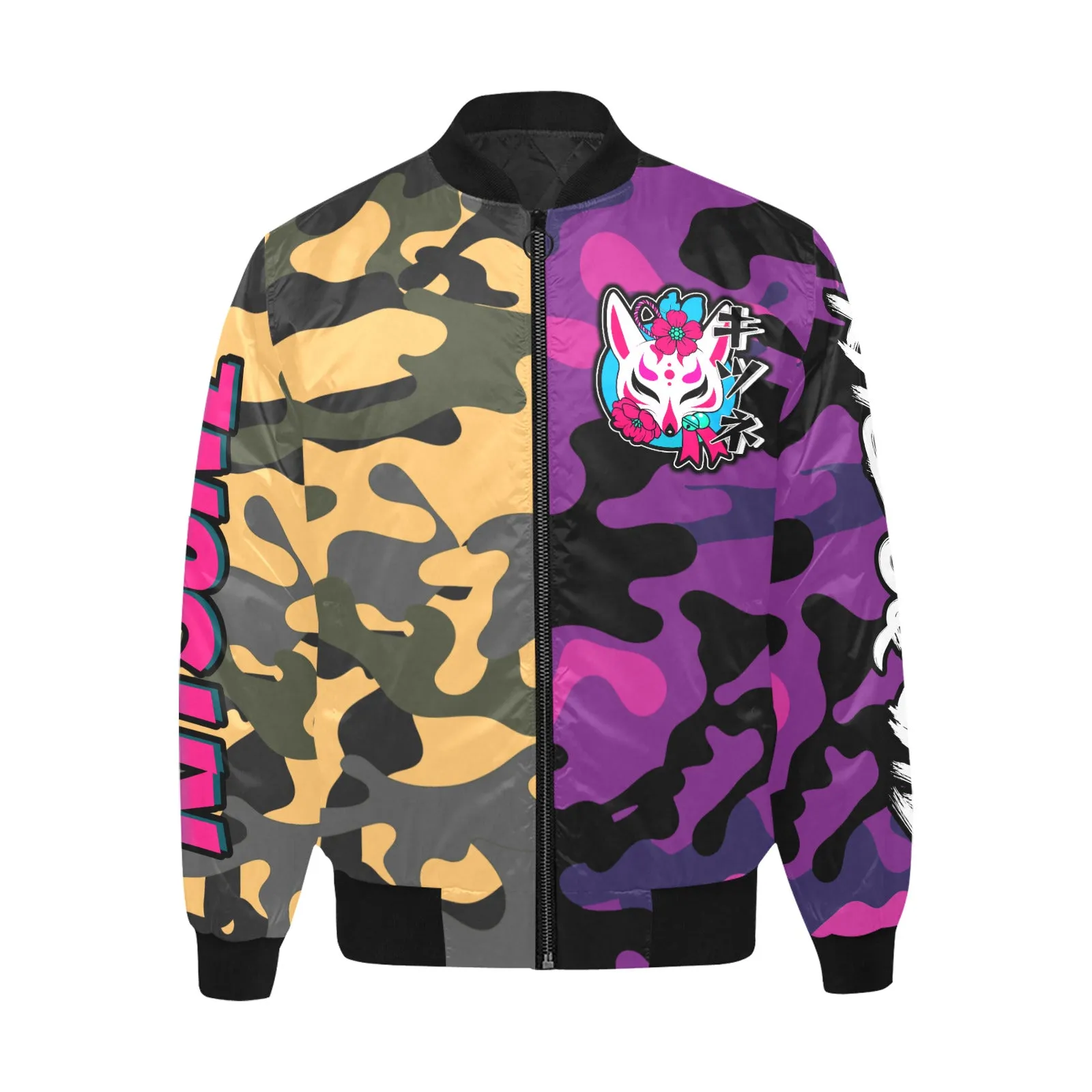 Kitsune Purple/Yellow Camo Bomber Jacket