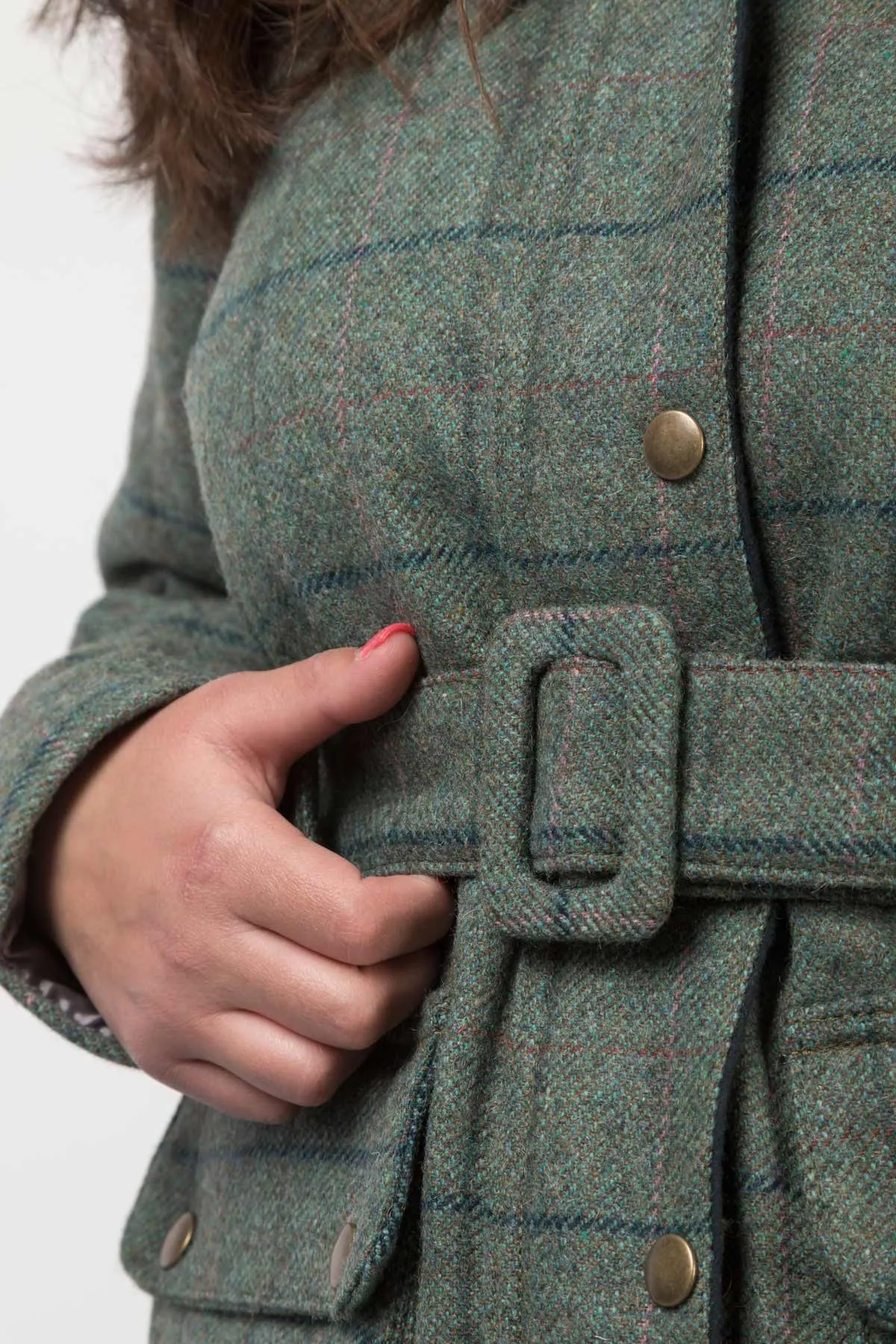 Ladies Belted Tweed Coat