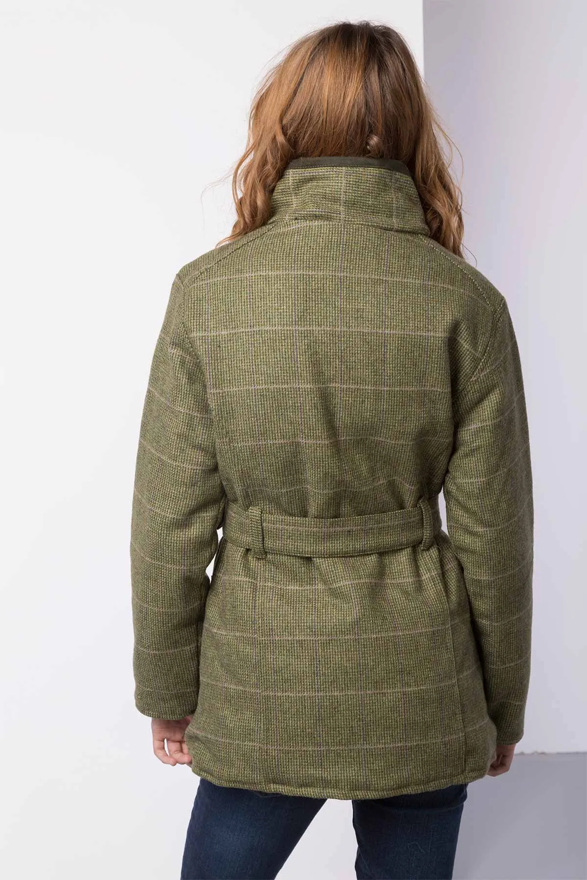 Ladies Belted Tweed Coat