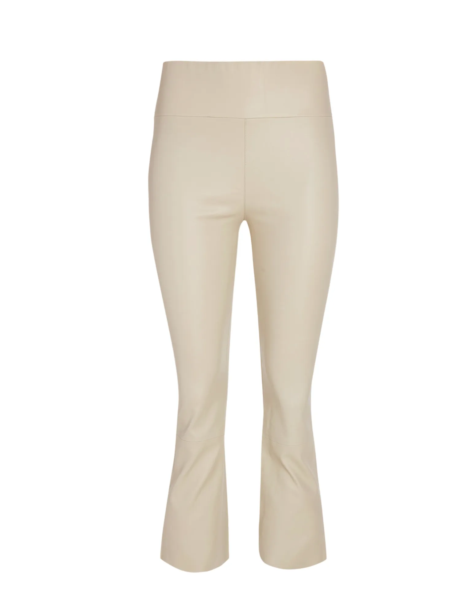 Latte Leather Crop Flare Leggings