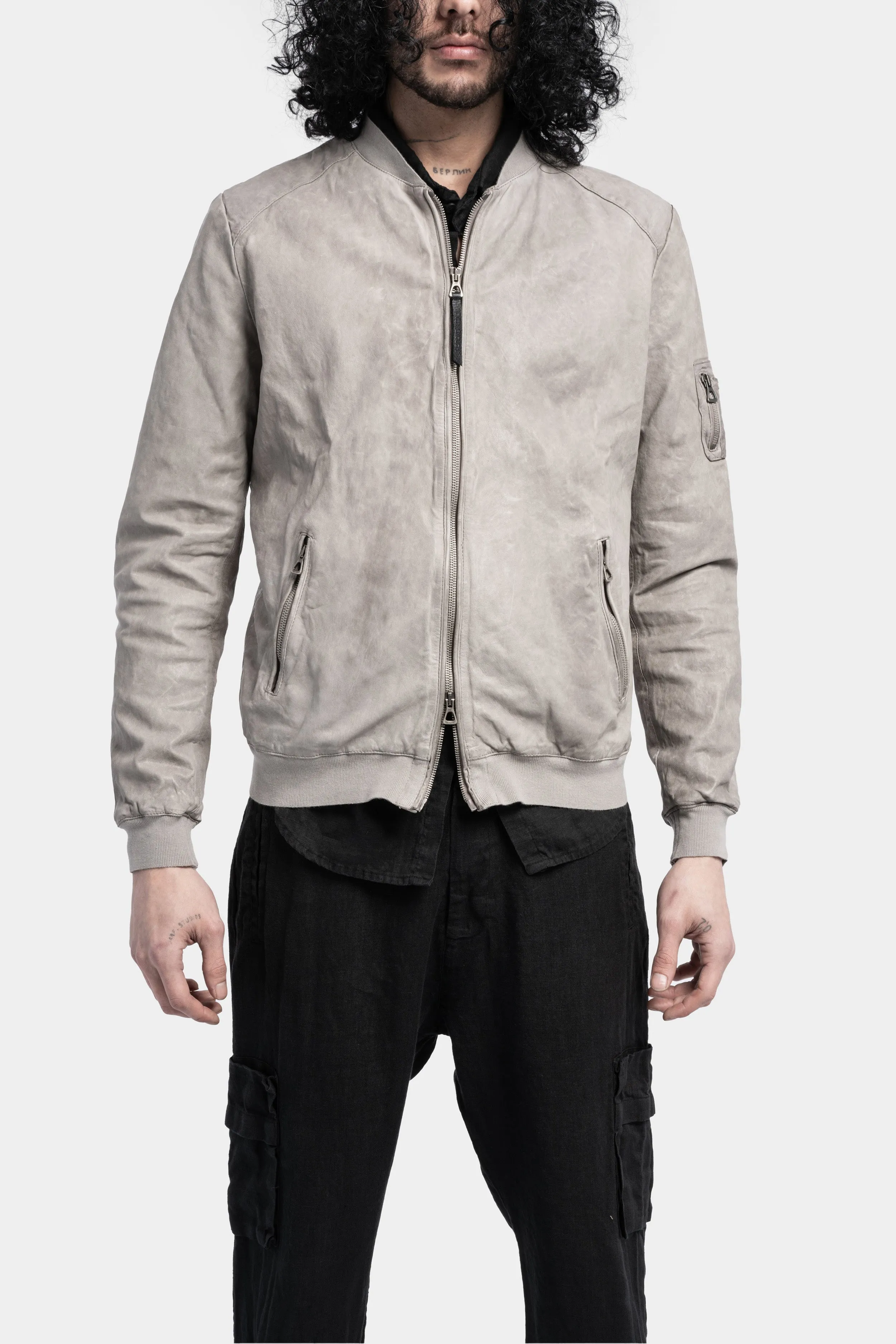 Leather bomber jacket, Arena fade