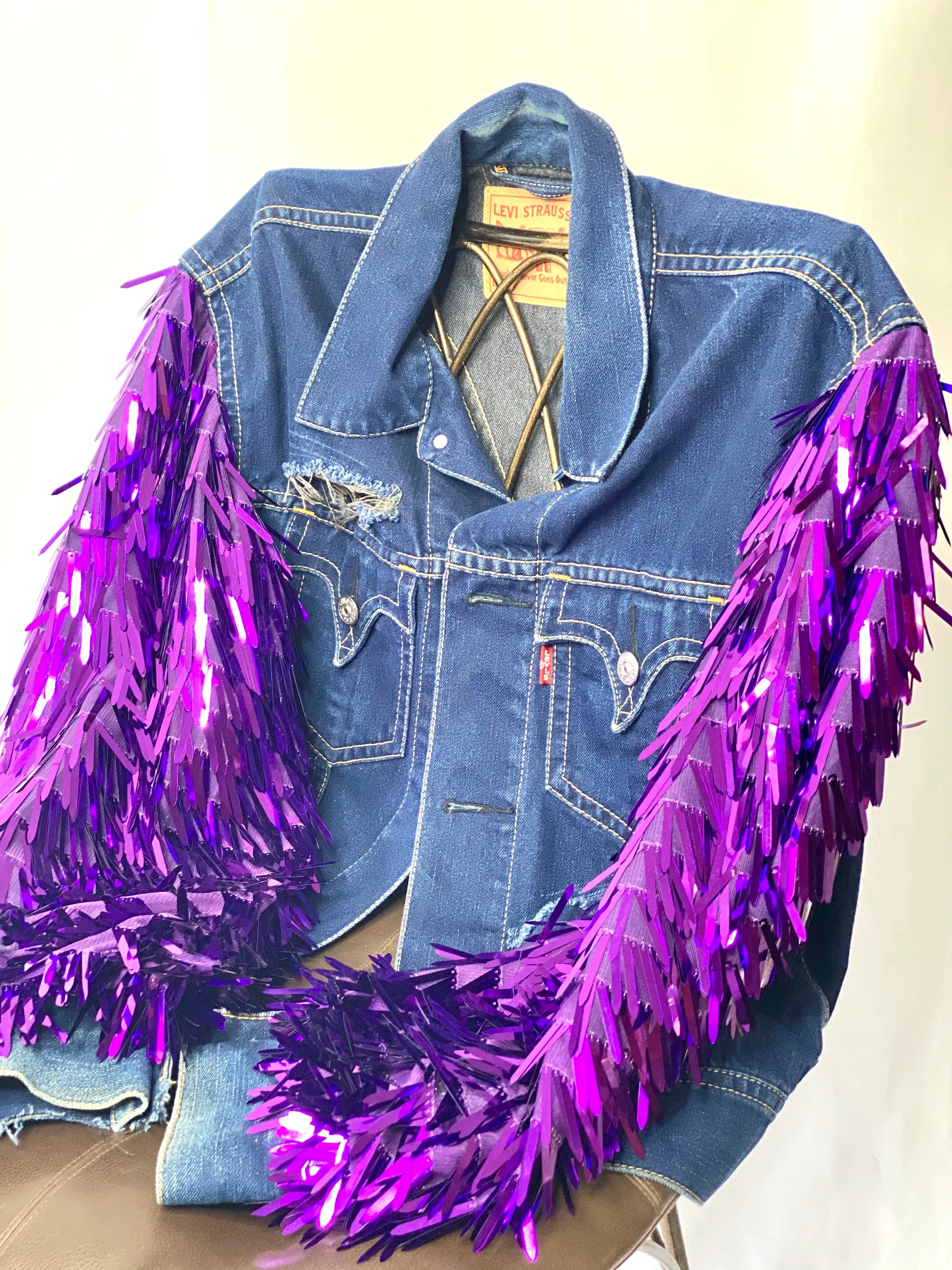 LEVIS Purple Fringe Sequin Jacket