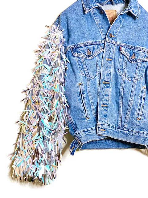 LEVIS White Fringe Sequin Jacket