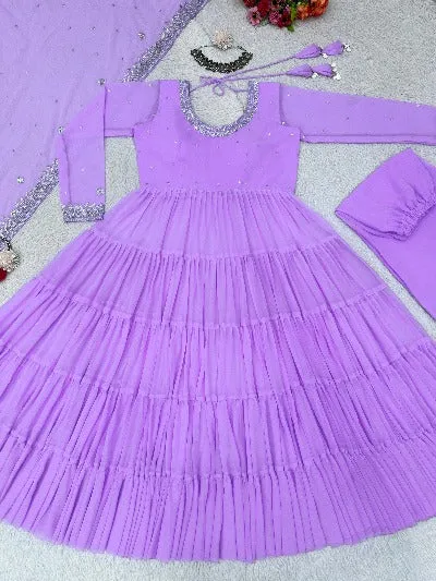 Lilac Georgette Flair Anarkali Suit Set