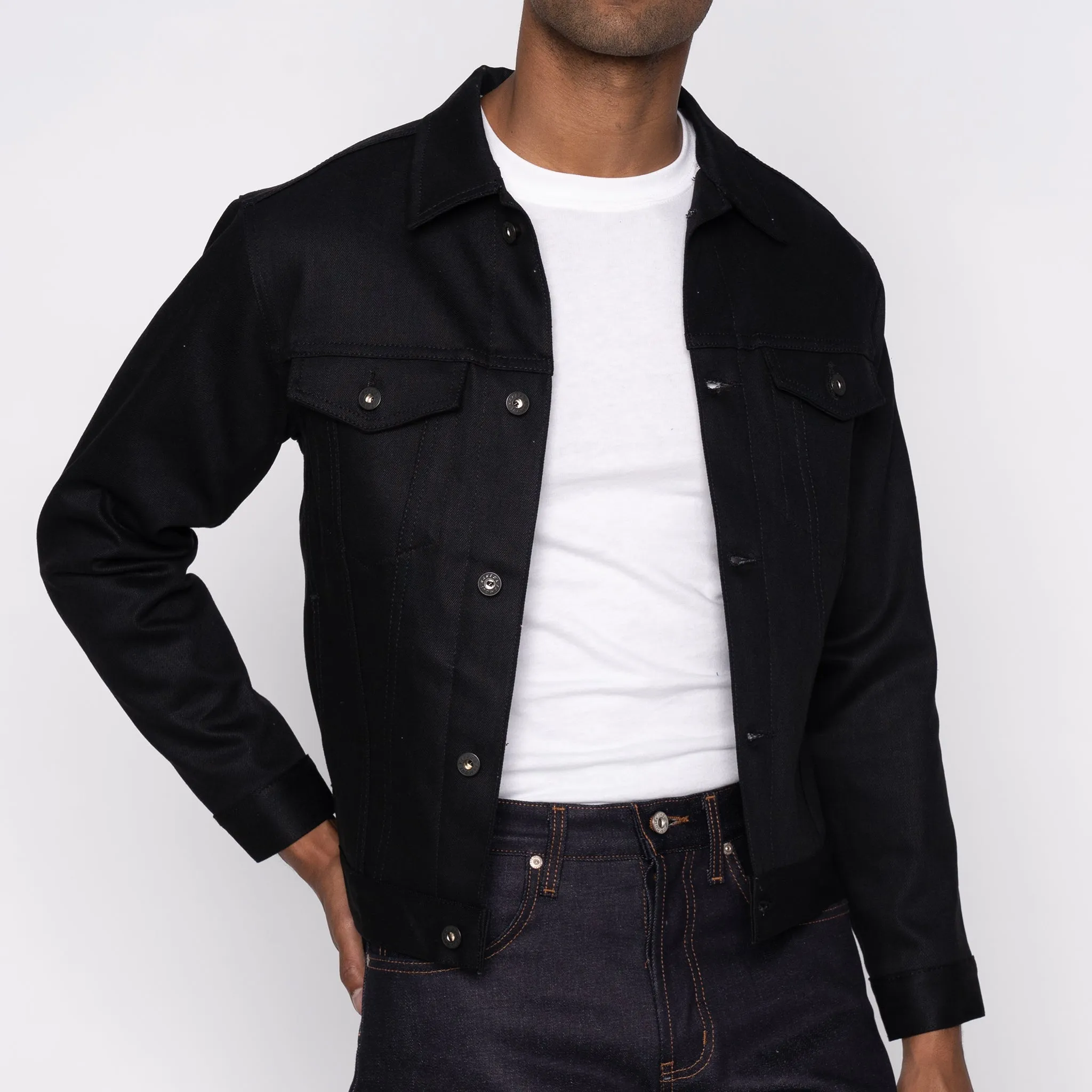 Lined Denim Jacket - Solid Black Selvedge