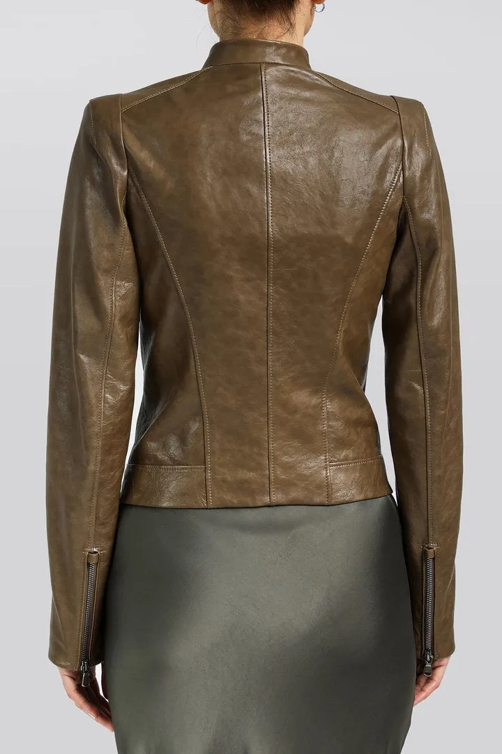 Maze - Brown Tobacco Leather Jacket