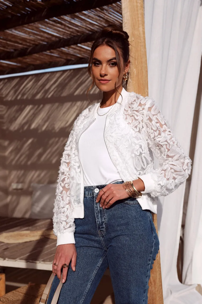 Meredith Lace Bomber Jacket