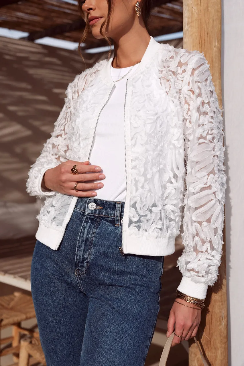 Meredith Lace Bomber Jacket