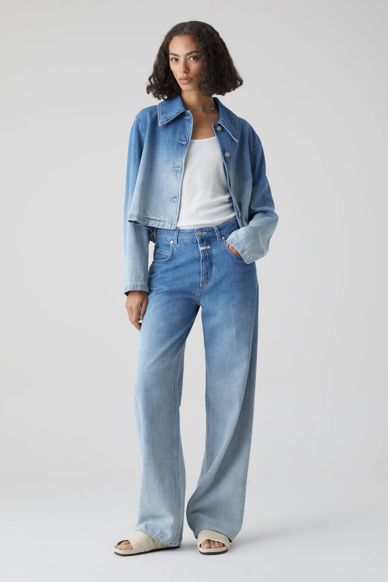 Mid Blue Cropped Jacket