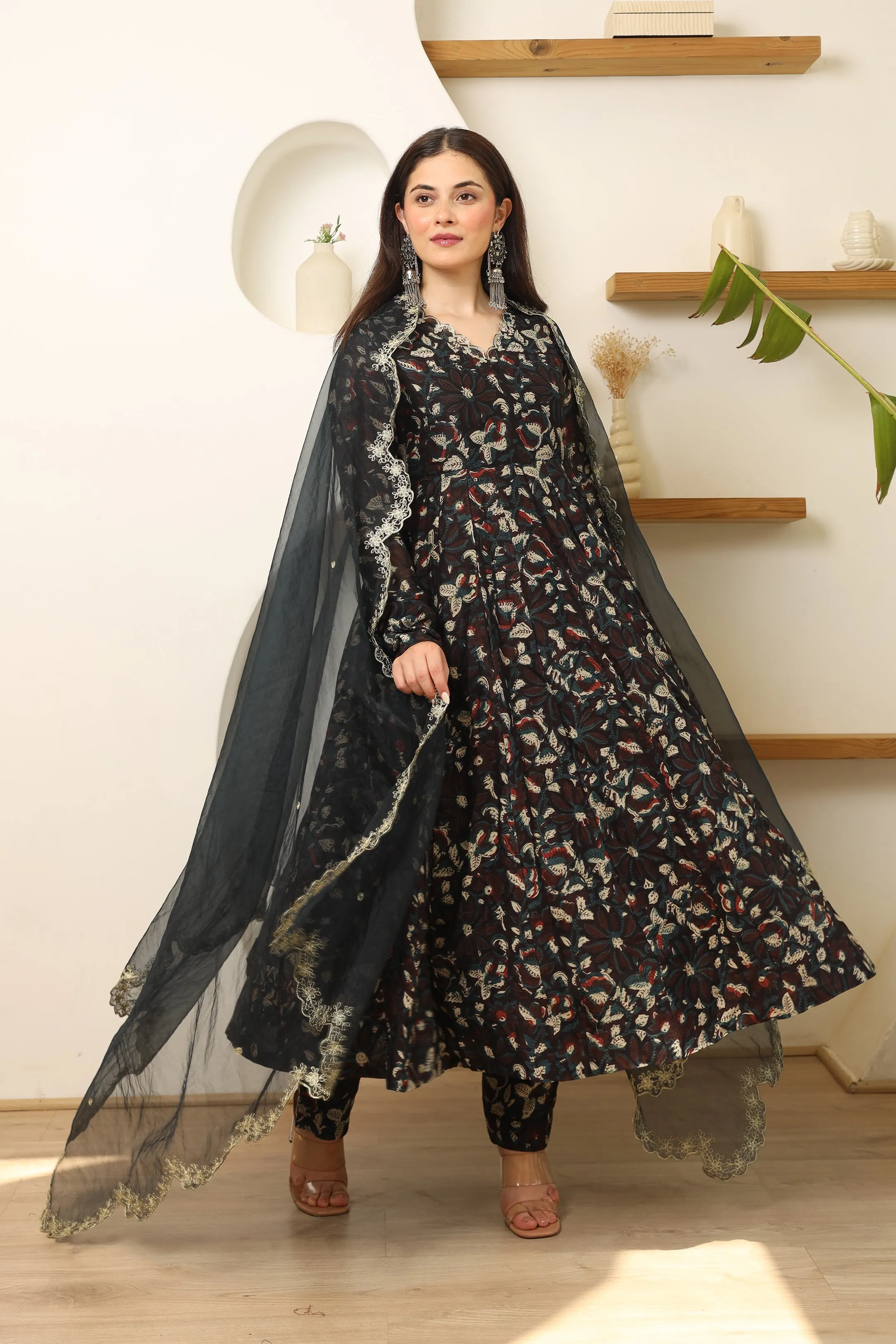 Midnight Elegance Anarkali Suit Set