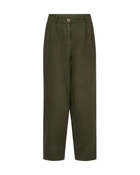 Mos Mosh Adlana Linen Trouser-Dusty Olive-163690