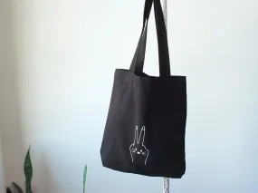 NAUGHTY BUNNY. CANVAS TOTE. BLACK