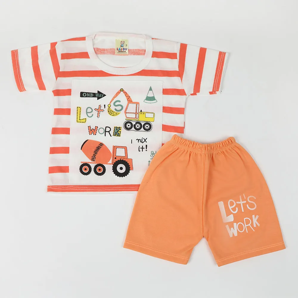 Newborn Boy Half Sleeves Suit - Peach