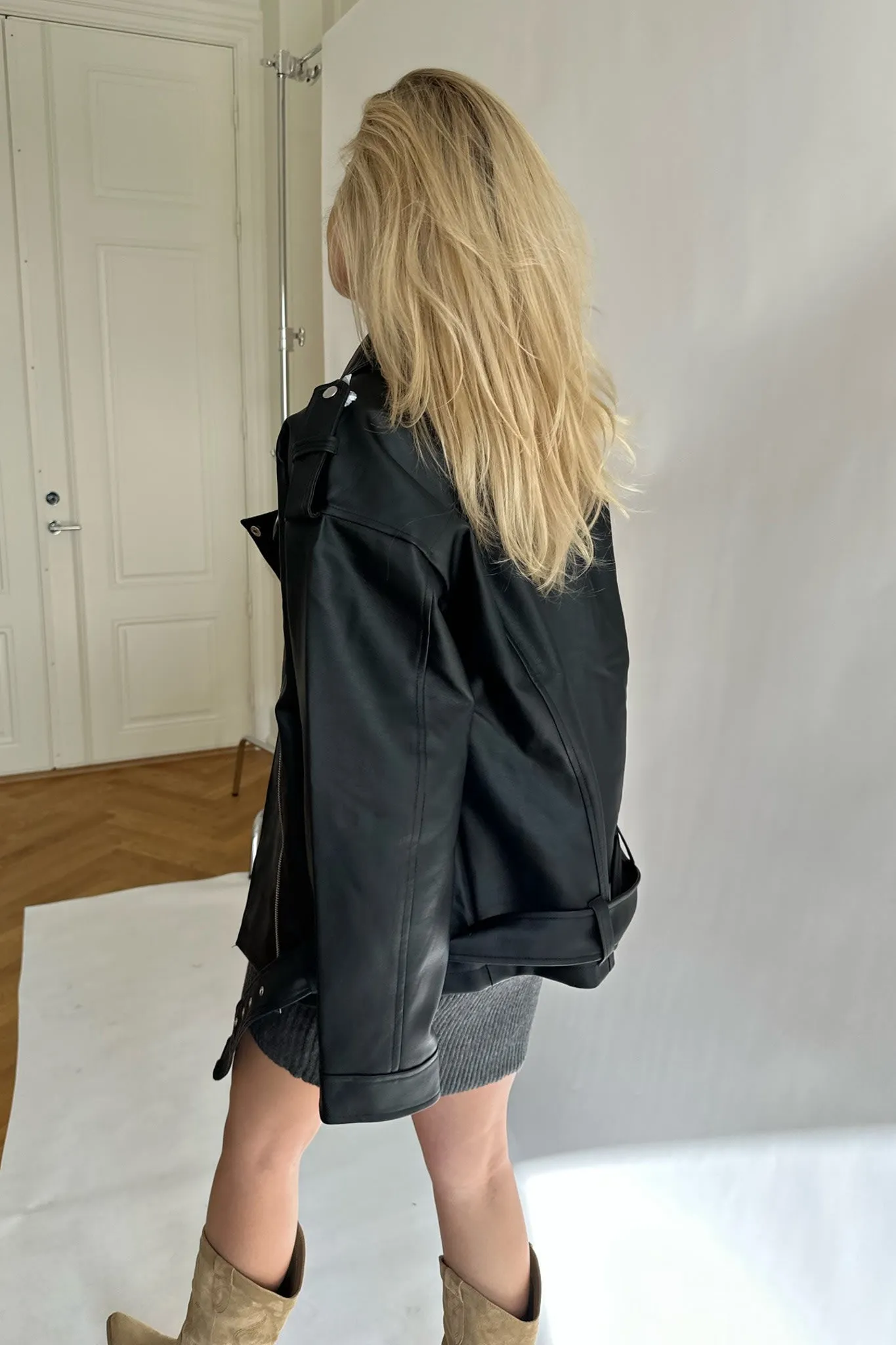 NMPaulina Oversized Biker Jakke - Sort