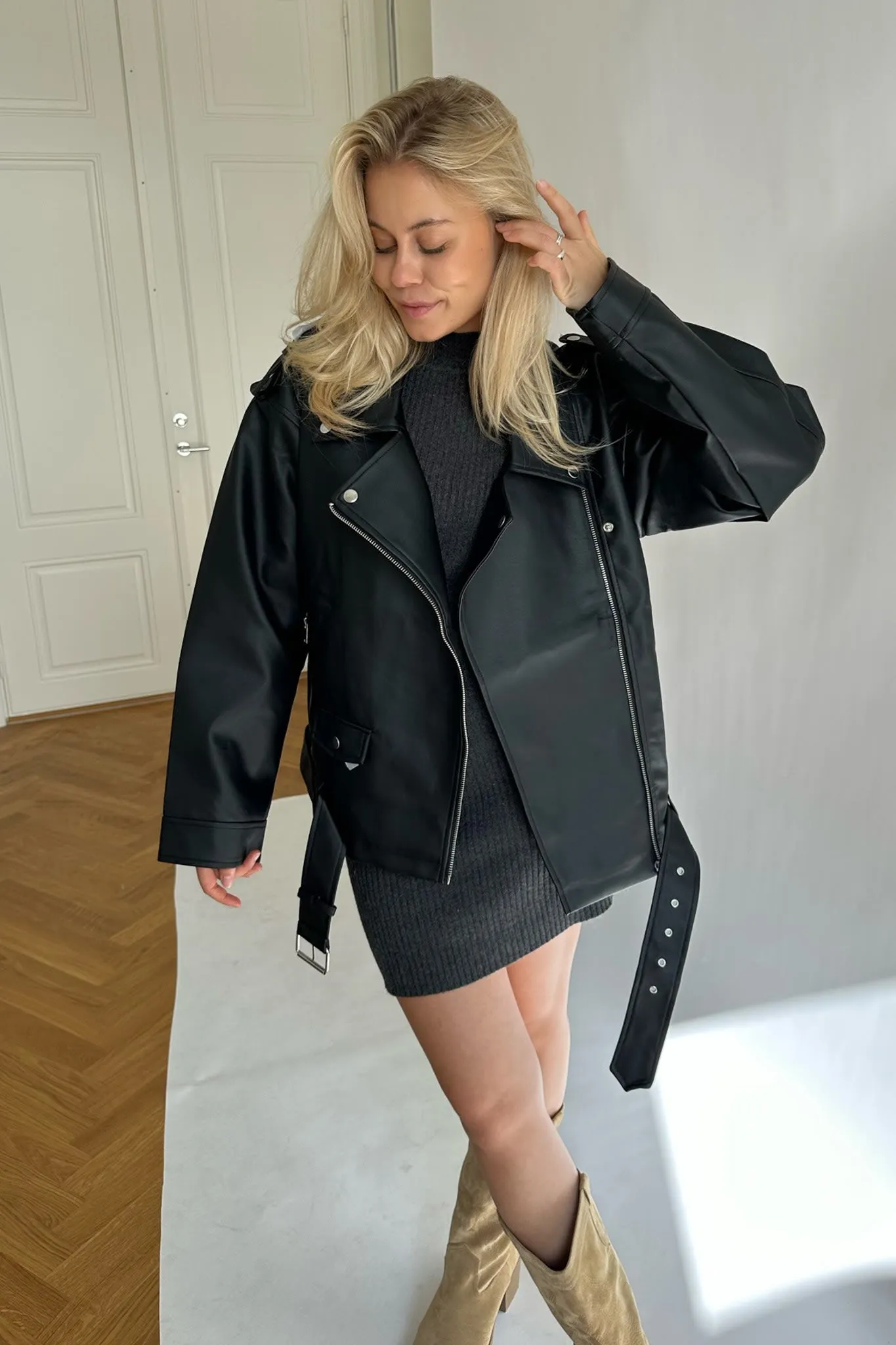 NMPaulina Oversized Biker Jakke - Sort