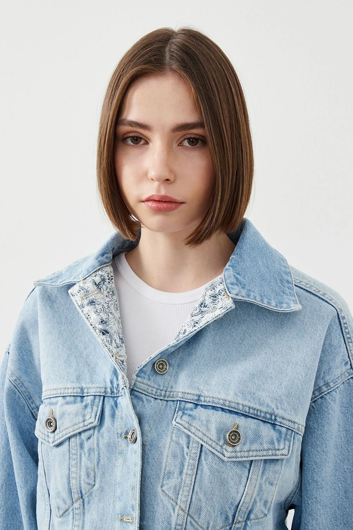 Opia Crop Oversize Fit Light Blue Women’s Denim Jacket