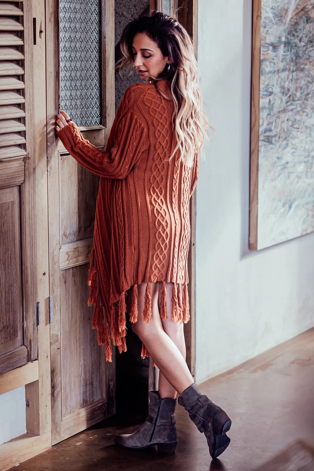 ORINOCO CROCHET CARDIGAN RUST