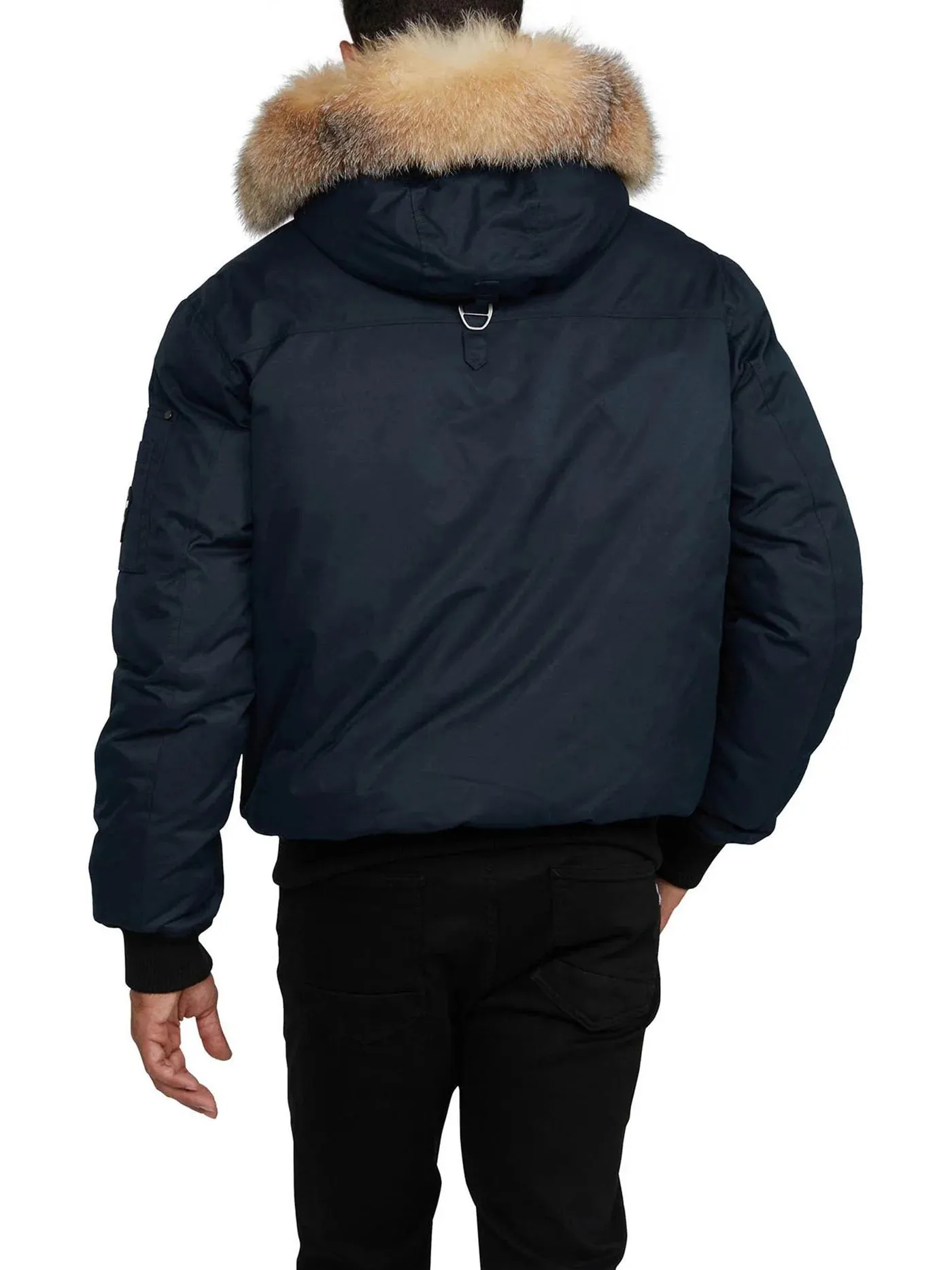 Mens Lucas Bomber Jacket with Real Fur Trim Hood - Navy by Pajar