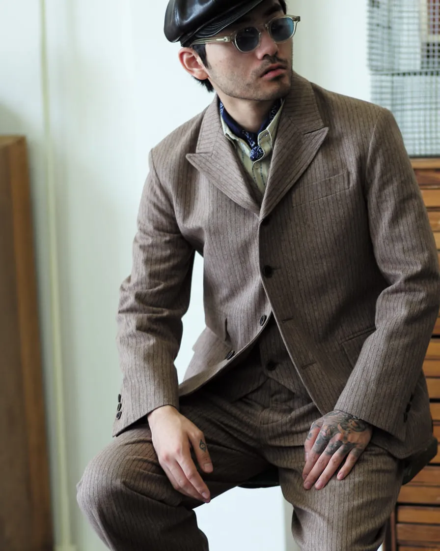 Pinstripe Peaked Lapel Suit jacket Brown