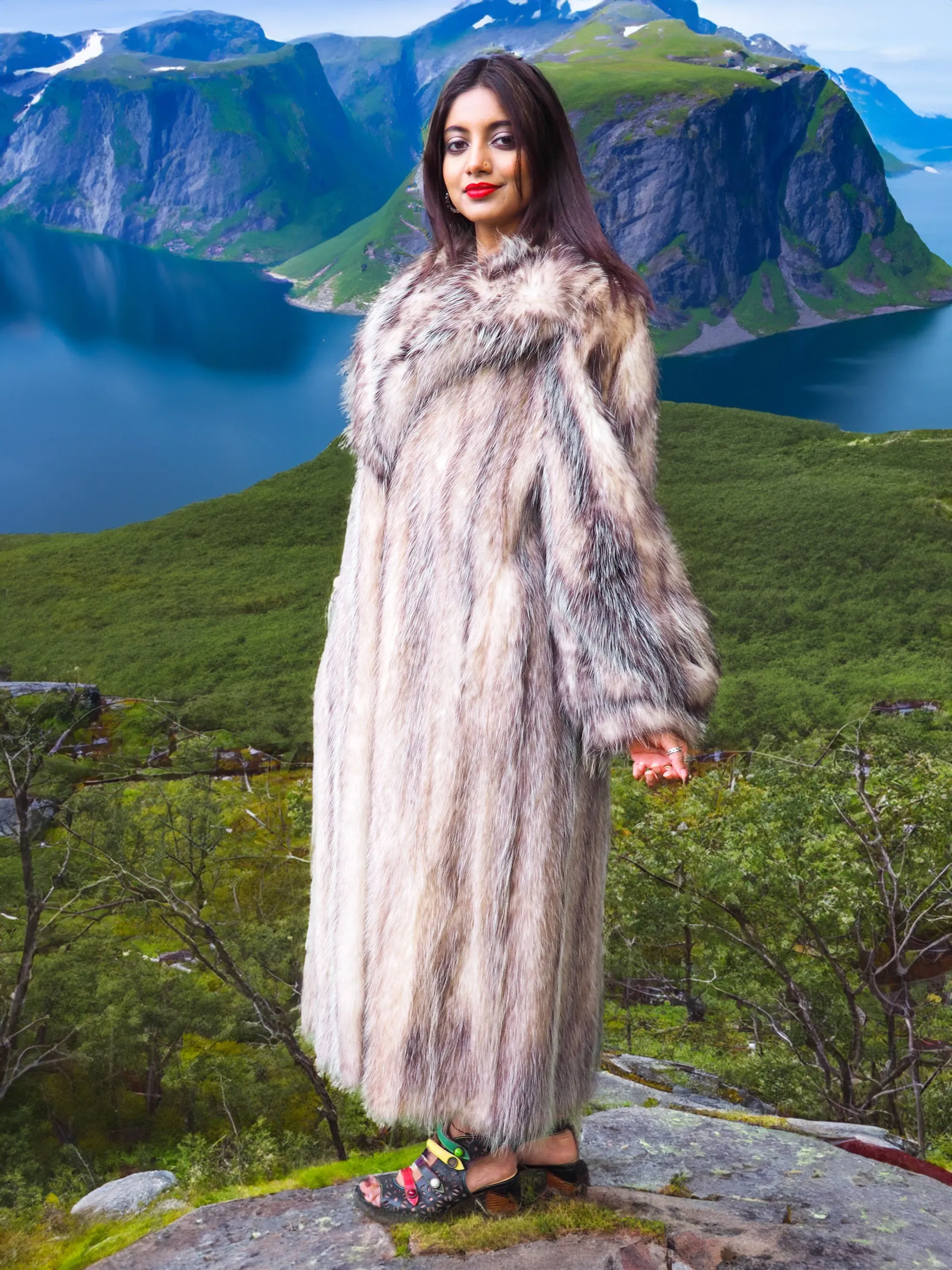 Possum Fur Coat Coats Large Plush Shawl Collar M