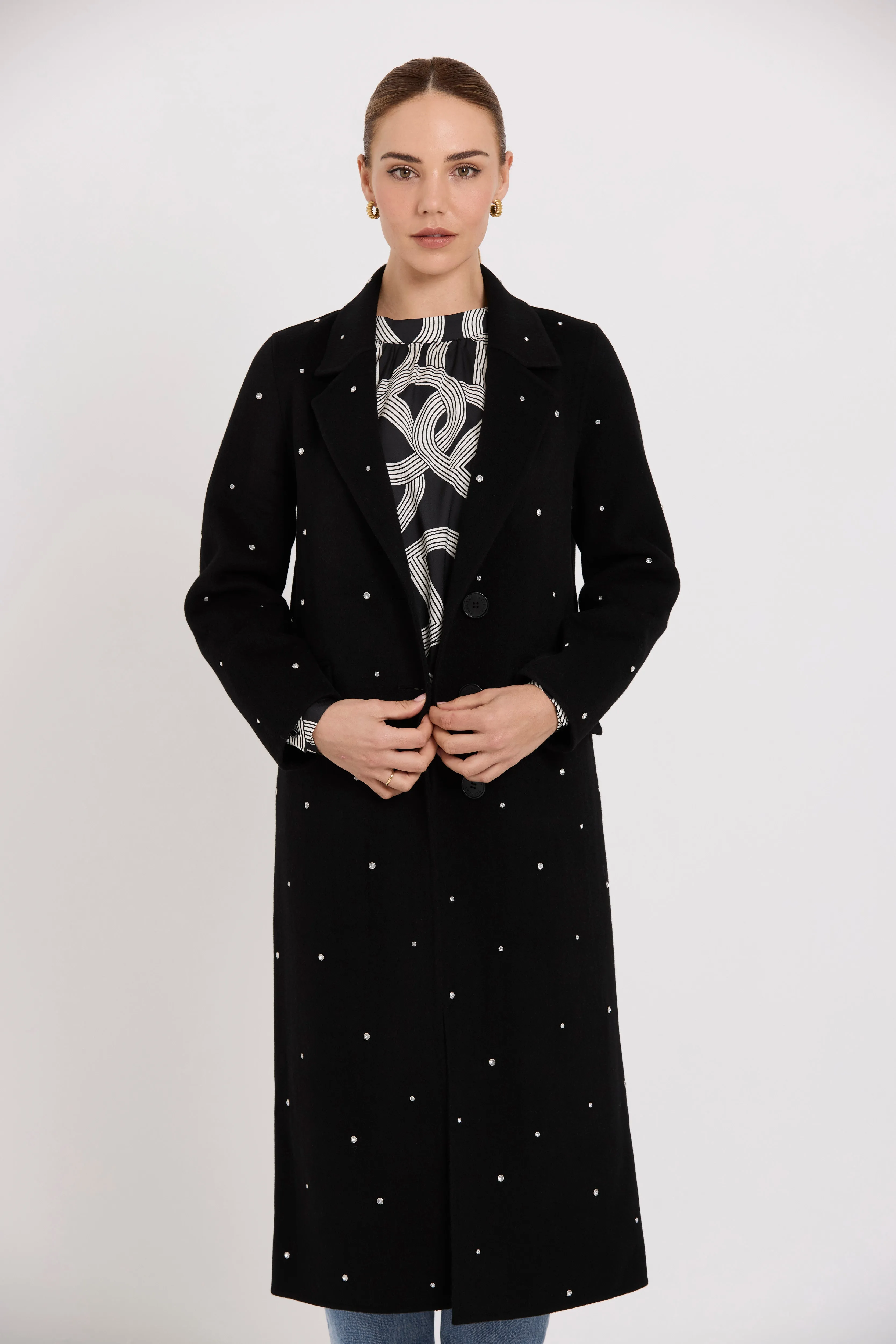 Saskia Coat | Black/Diamond