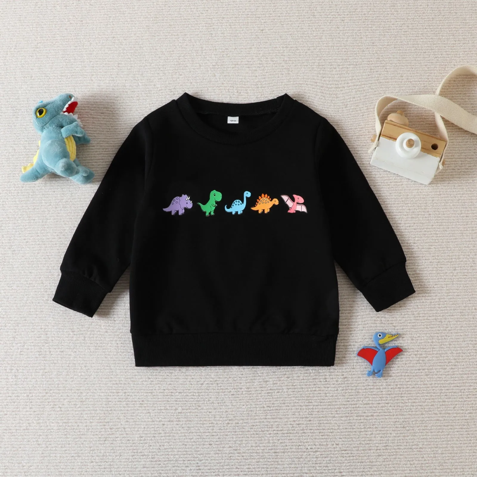 Spring and Autumn Children's Sweater Boy's Cartoon Dinosaur Printed Sweater