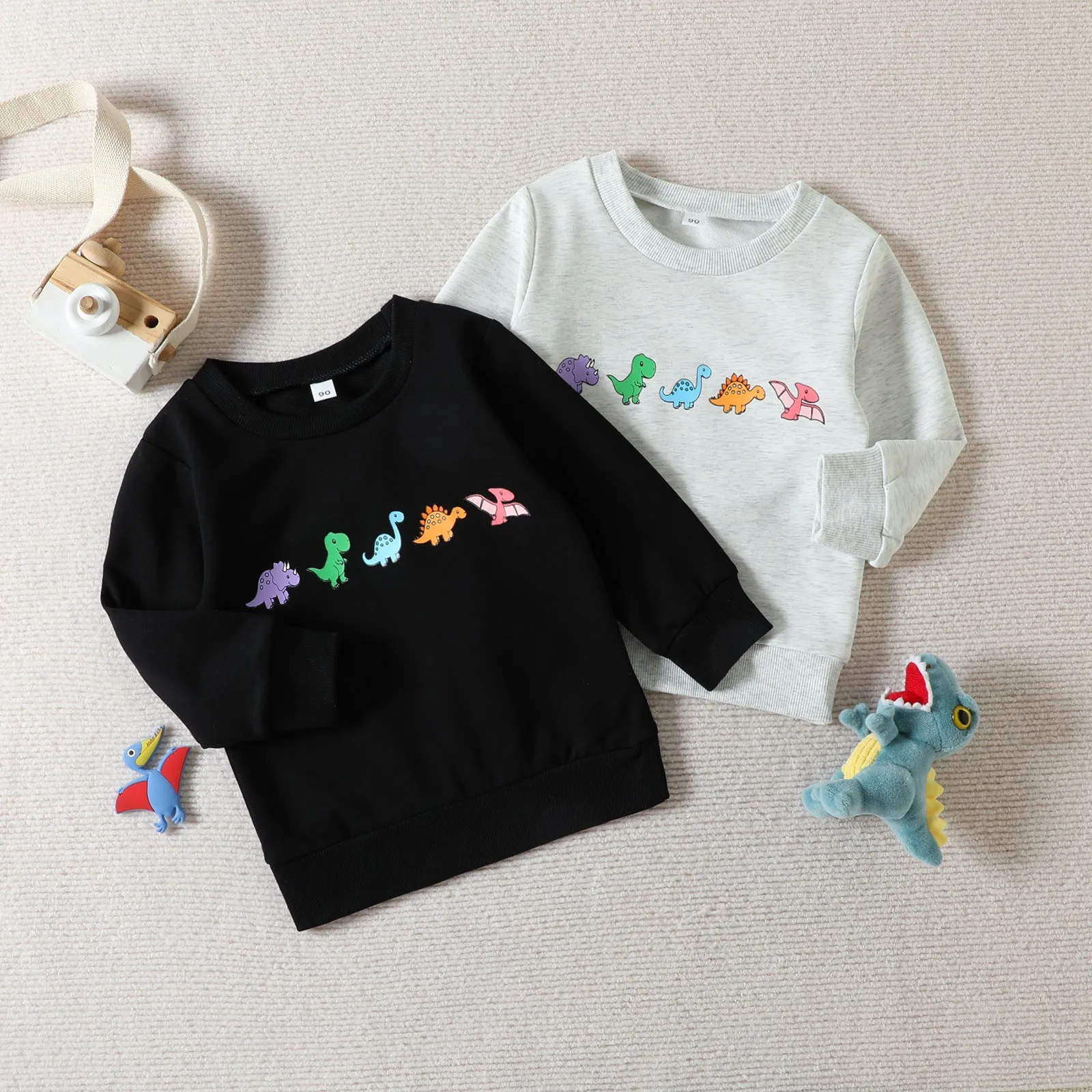 Spring and Autumn Children's Sweater Boy's Cartoon Dinosaur Printed Sweater