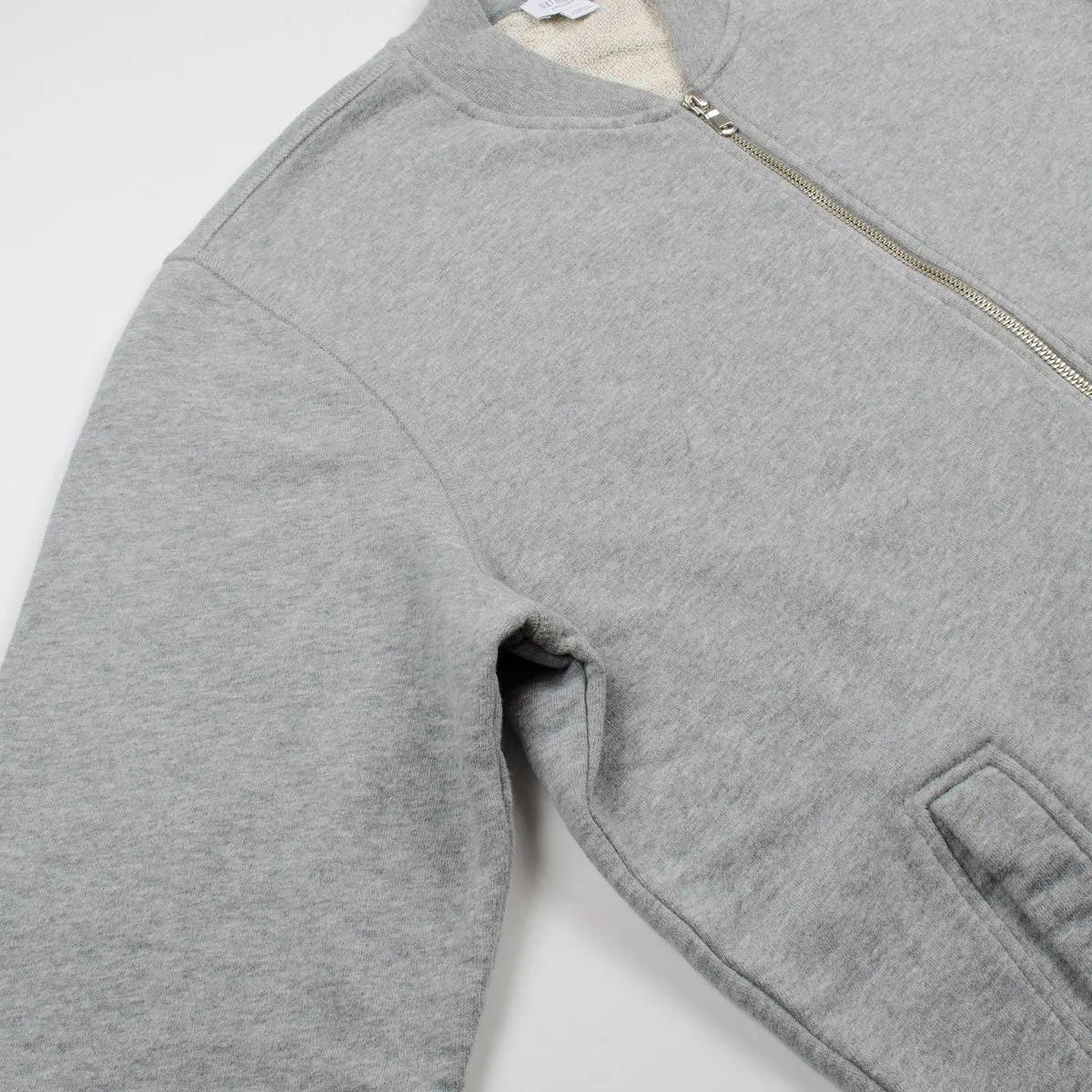 Sunspel - Loopback Zip Bomber - Grey Melange