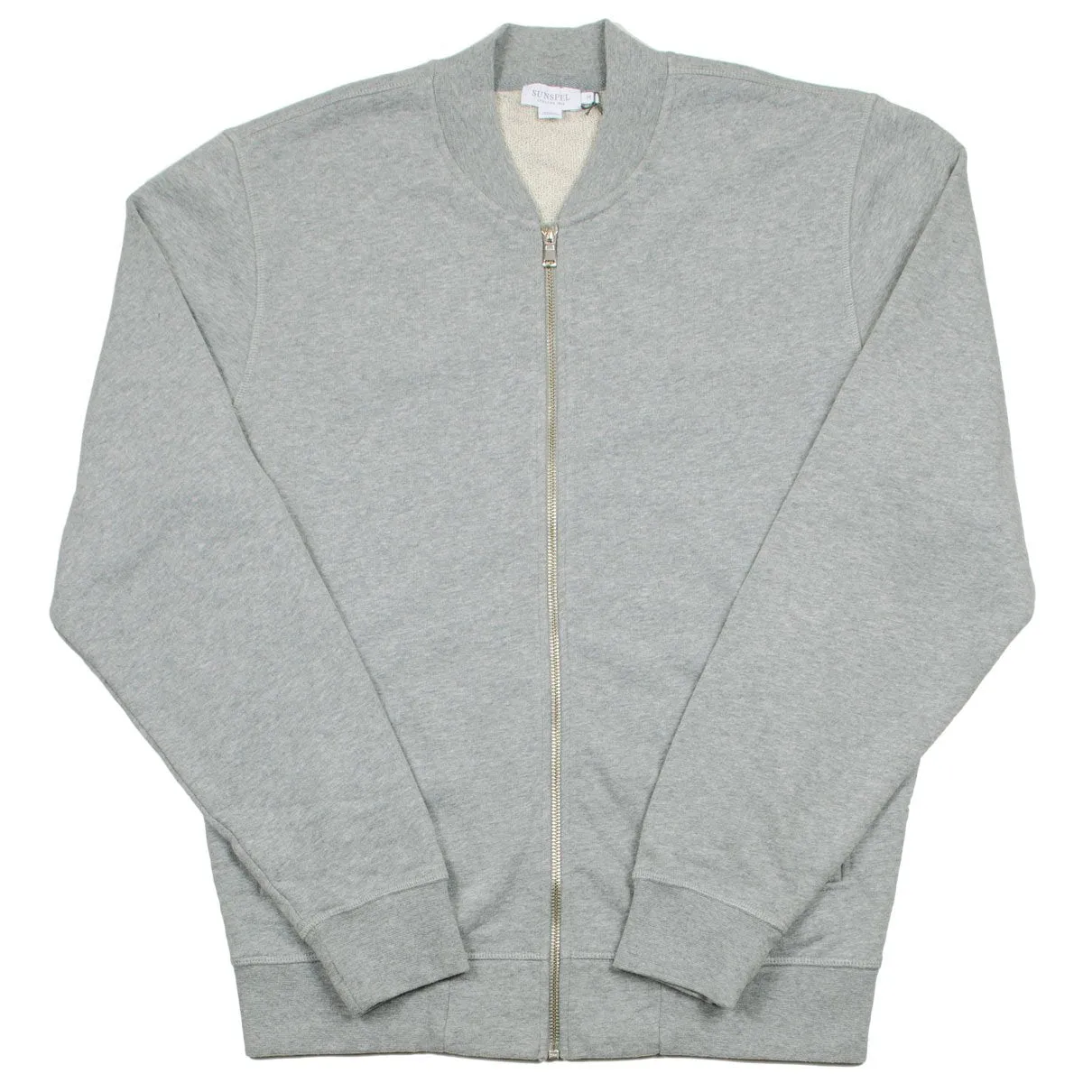 Sunspel - Loopback Zip Bomber - Grey Melange