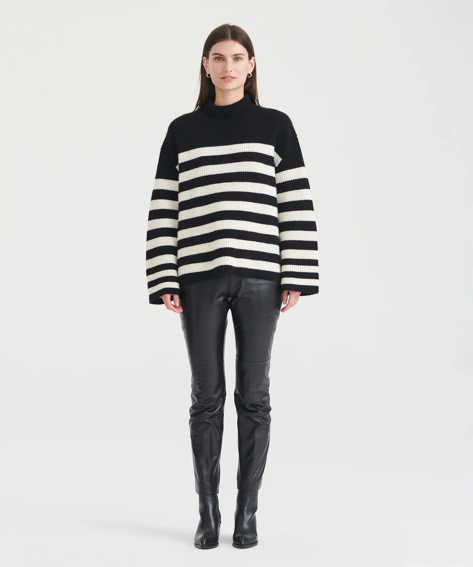 Super Luxe Cashmere Striped Turtleneck