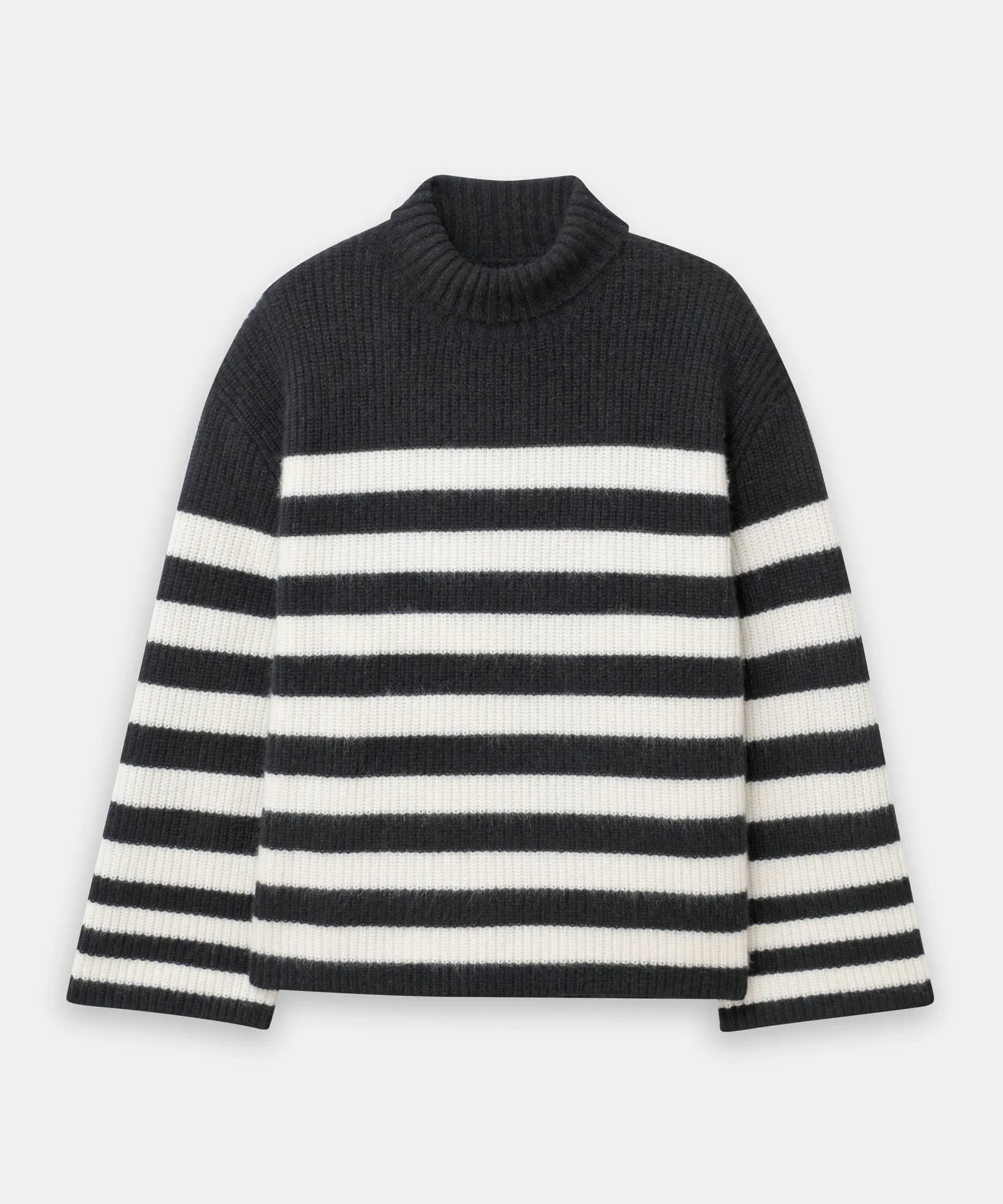 Super Luxe Cashmere Striped Turtleneck