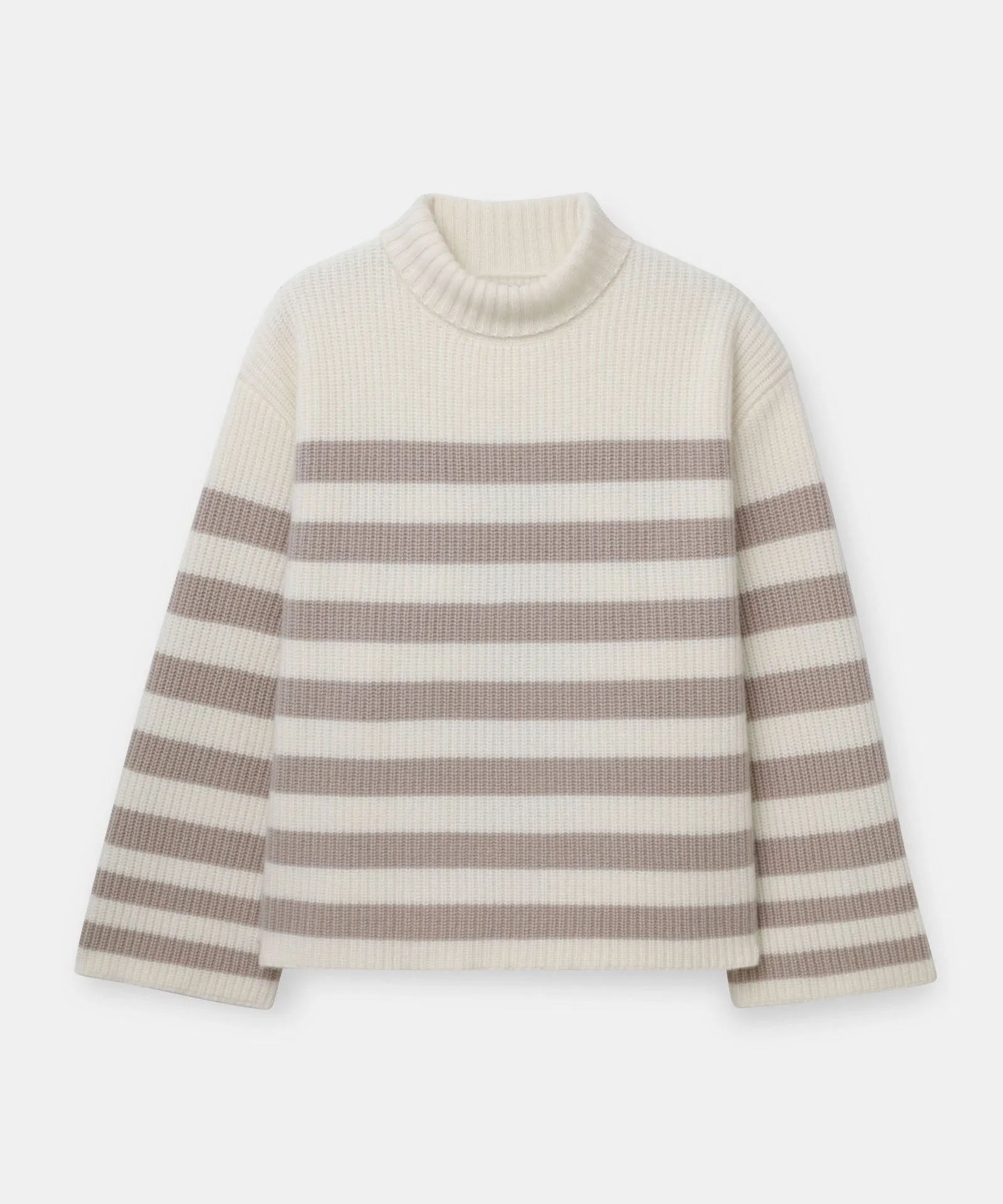 Super Luxe Cashmere Striped Turtleneck