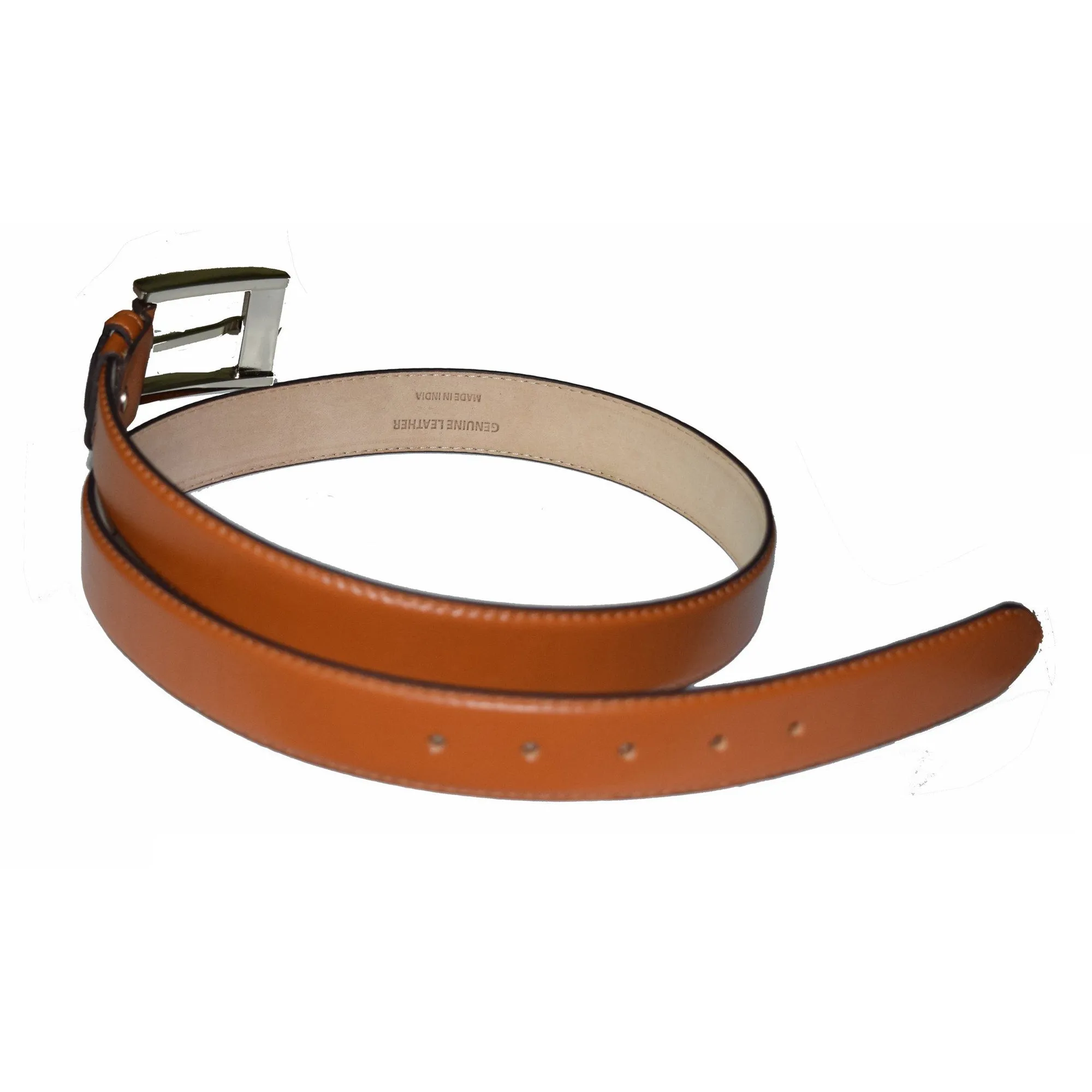 Tan brown leather belt with suede lining