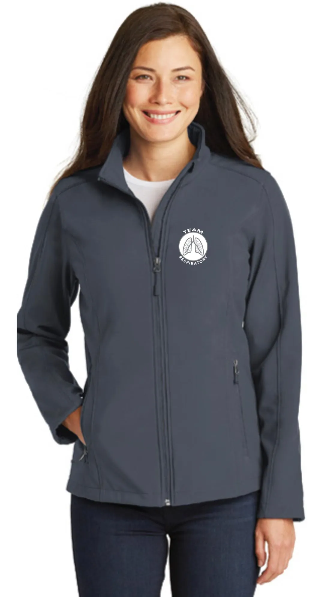 Team Respiratory Soft Shell Jackets for LADIES~CUSTOMIZABLE WITH NAME & CREDENTIALS