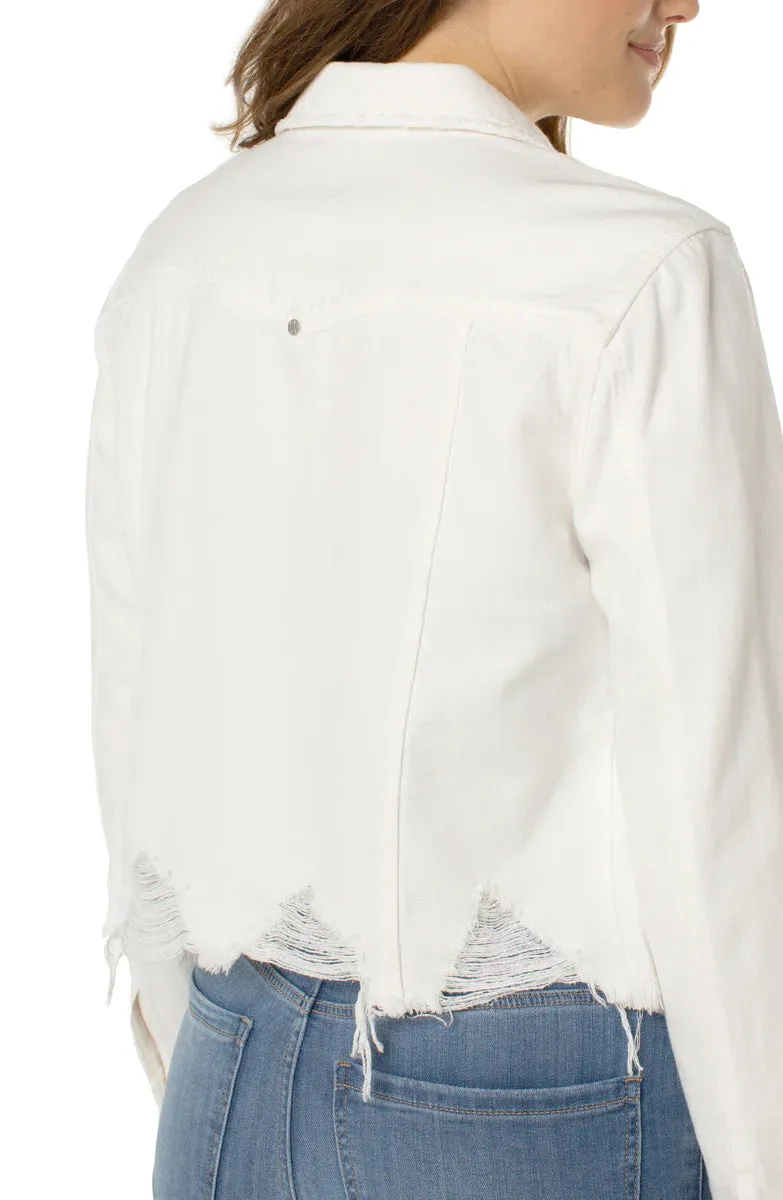 The Angie Shredded Hem Denim Jacket